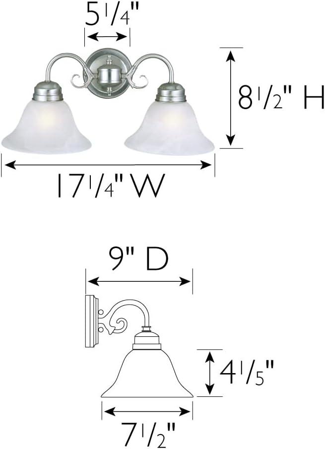 Design House 511600 Millbridge Wall Light Traditional 2-Light Indoor Dimmable Light with Alabaster Glass for Bathroom Hallway Foyer, Satin Nickel