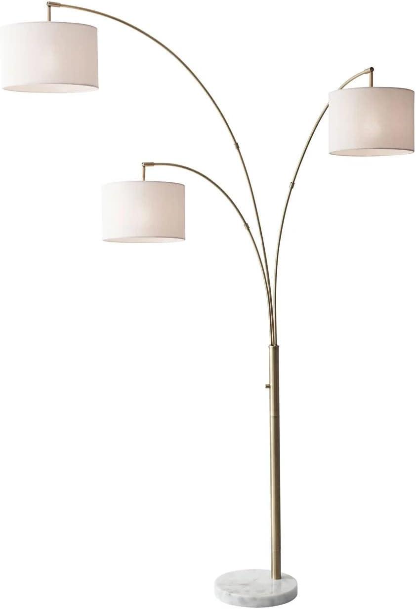 74" 3 Arm Bowery Arc Lamp Antique Brass - Adesso