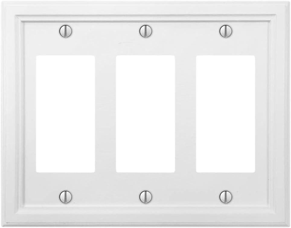 Amerelle 4052RRRW Elly Wallplate, 3 Rocker, Wood, White, 1-Pack