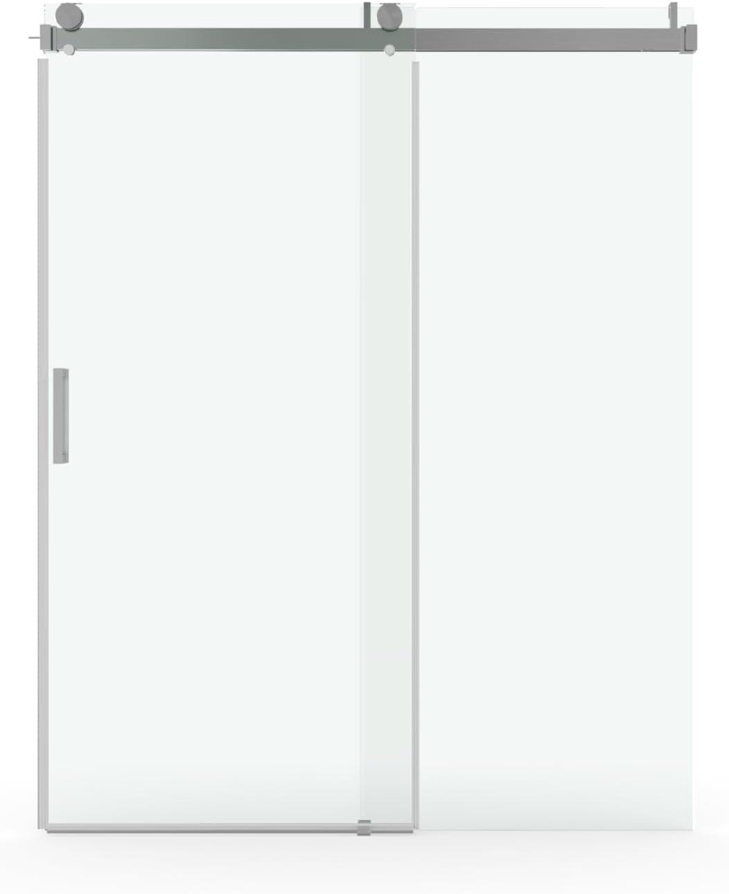 56 to 60 in. W x 76 in. H Sliding Frameless Soft-Close Shower Door with Premium 3/8 Inch (10mm) Thick Tampered Glass in Brushed Nickel