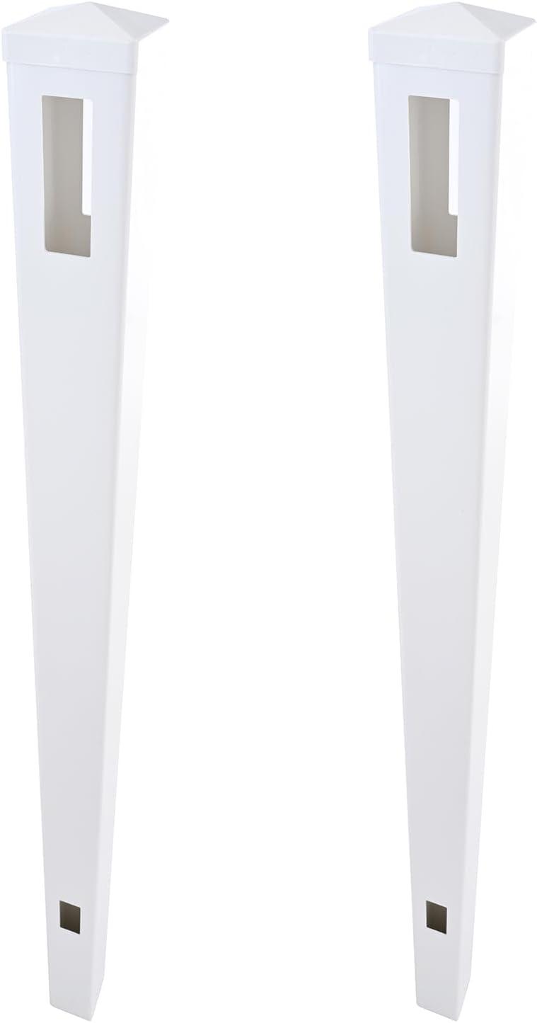 Vinyl Garden Line Fence Post, for 6ft (72" W x 72" H) Height,Caps Included Vinyl White (5" W x 95" H), Set of 2