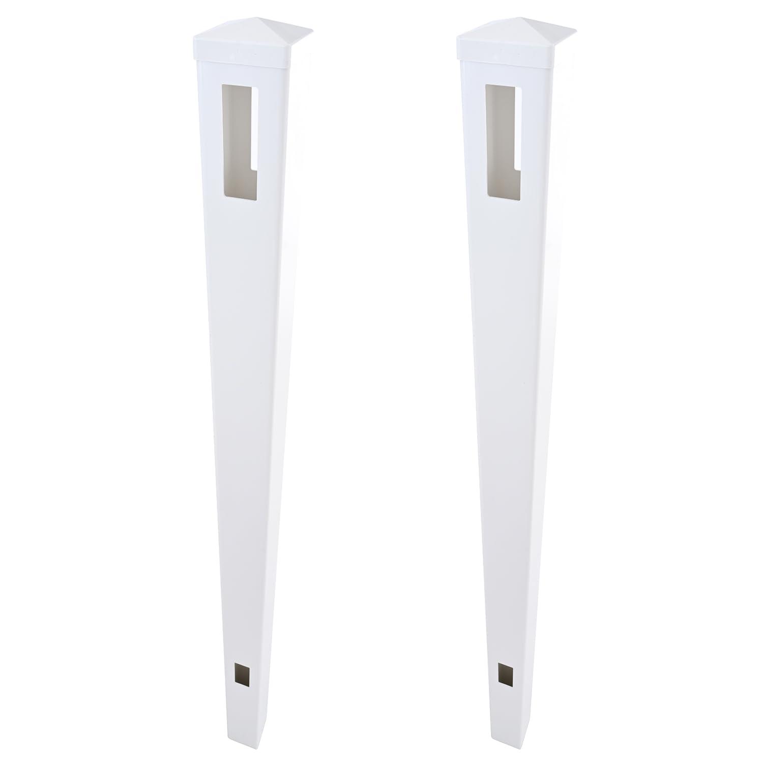 Vinyl Garden Line Fence Post, for 6ft (72" W x 72" H) Height,Caps Included Vinyl White (5" W x 95" H), Set of 2