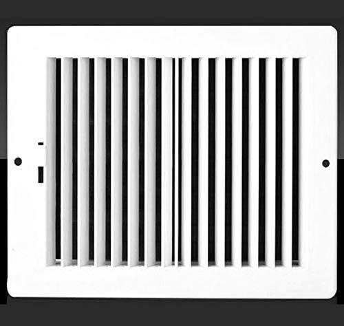 8w X 4"h Never Rust Plastic 2-Way-Vertical Air Supply Register - HVAC Vent Duct Grille - Off White [Outer Dimensions: 9.75"w X 5.75"h]
