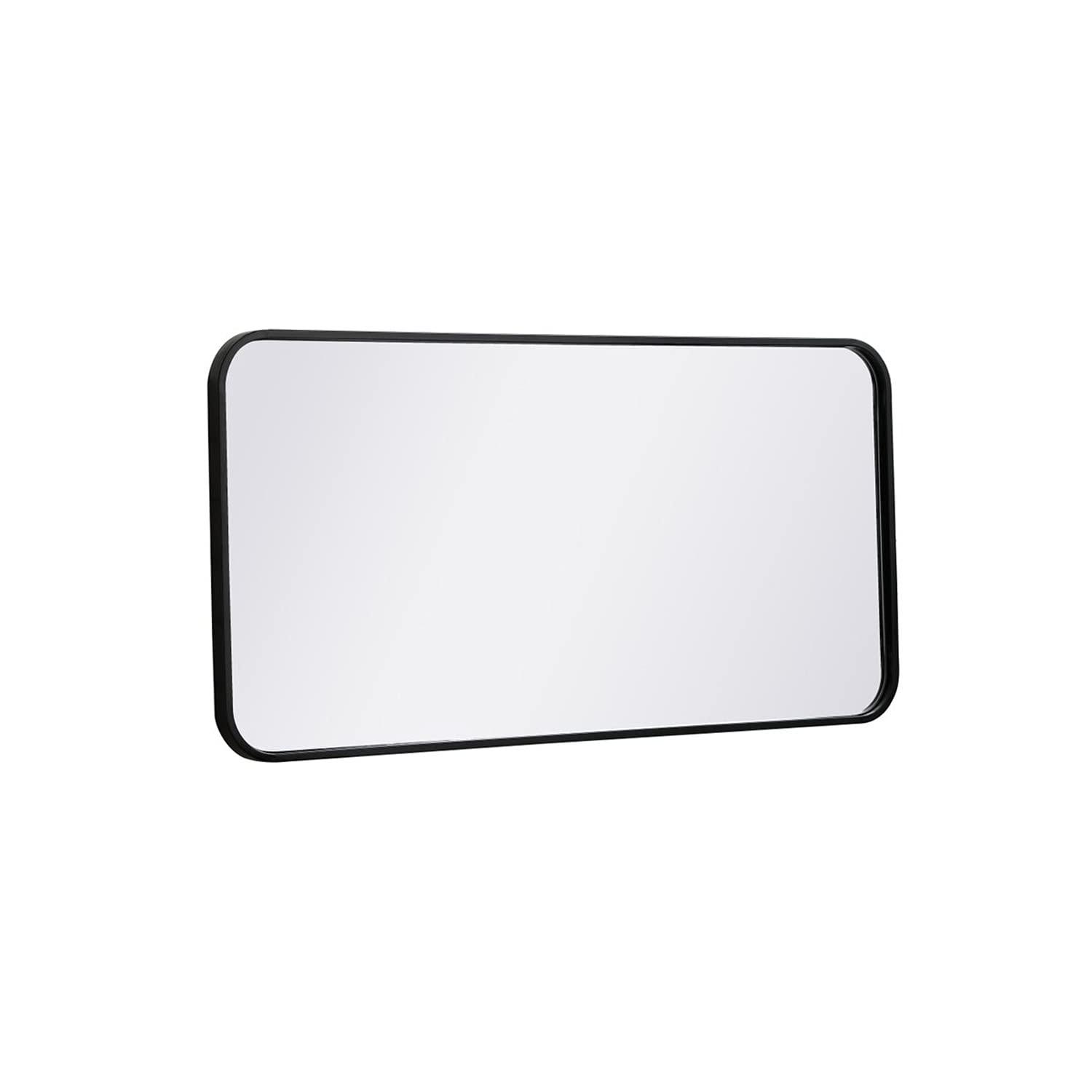 Elegant Lighting Soft corner metal rectangular mirror 18x36 inch in Black
