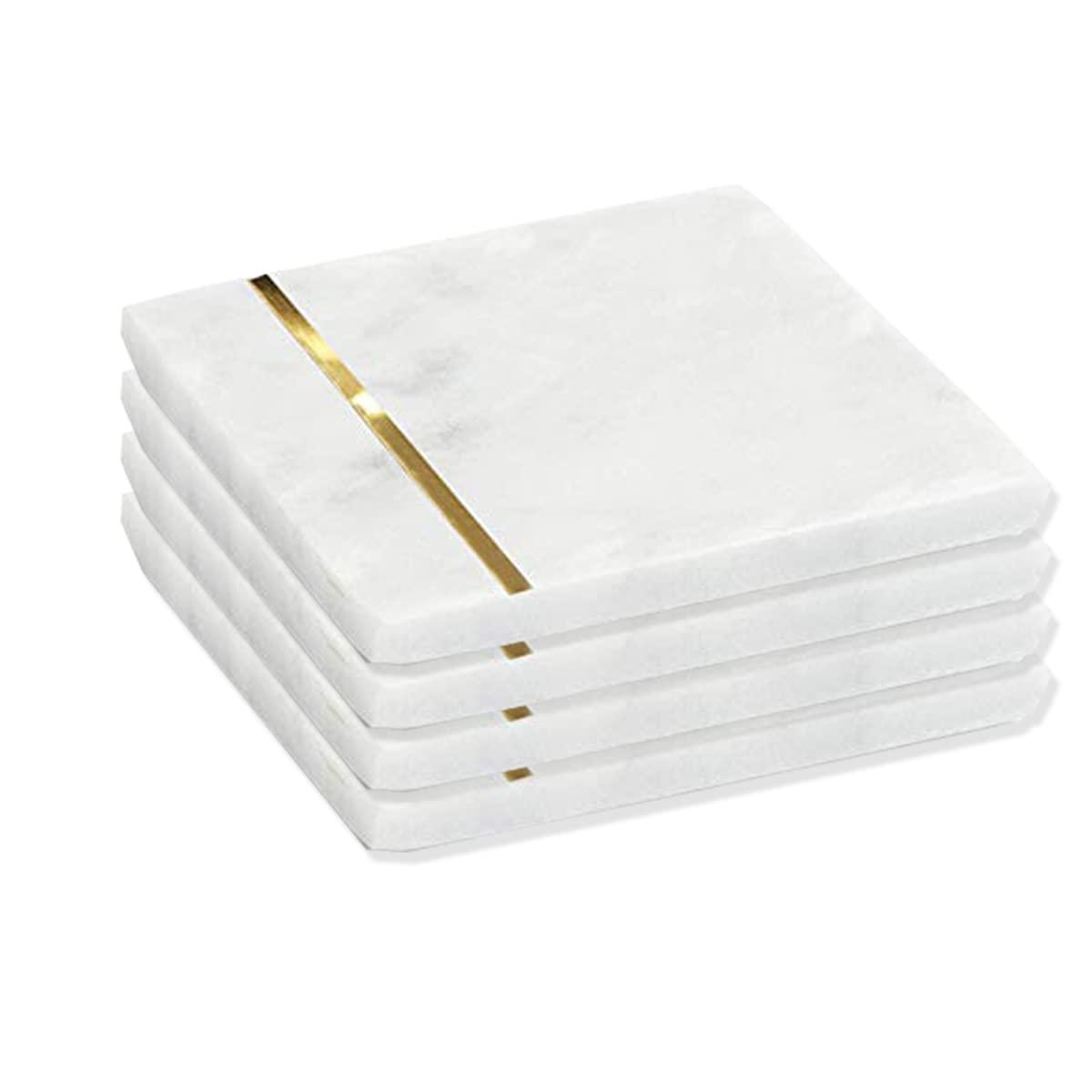 Mercer41 Raniyha Marble Round Coaster 4-Pack