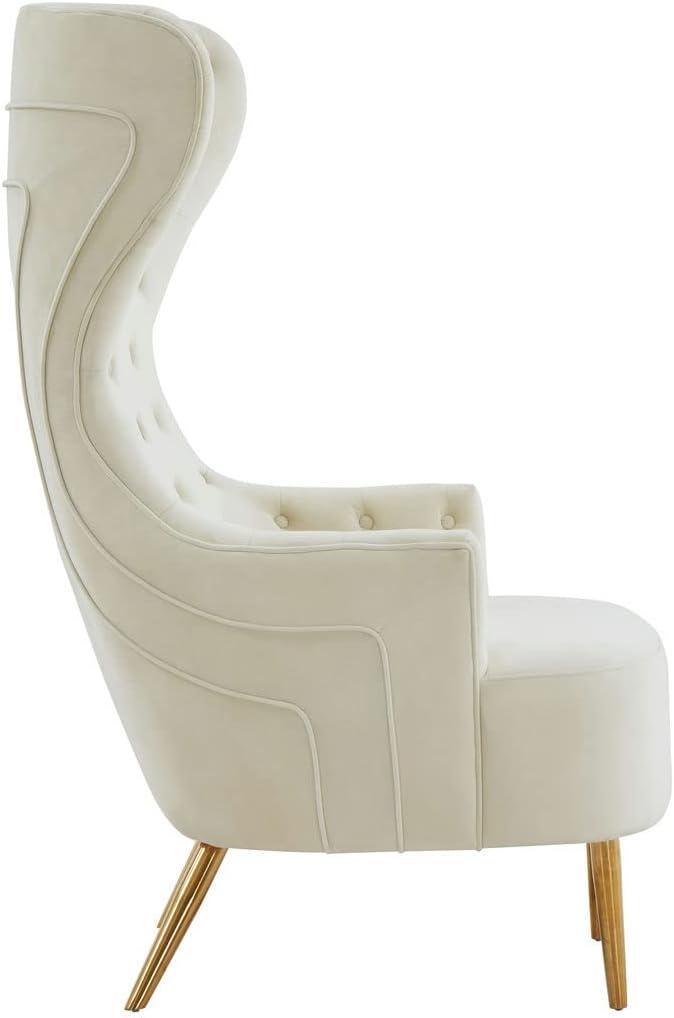 TOV Furniture Jezebel Cream Velvet Wingback Chair