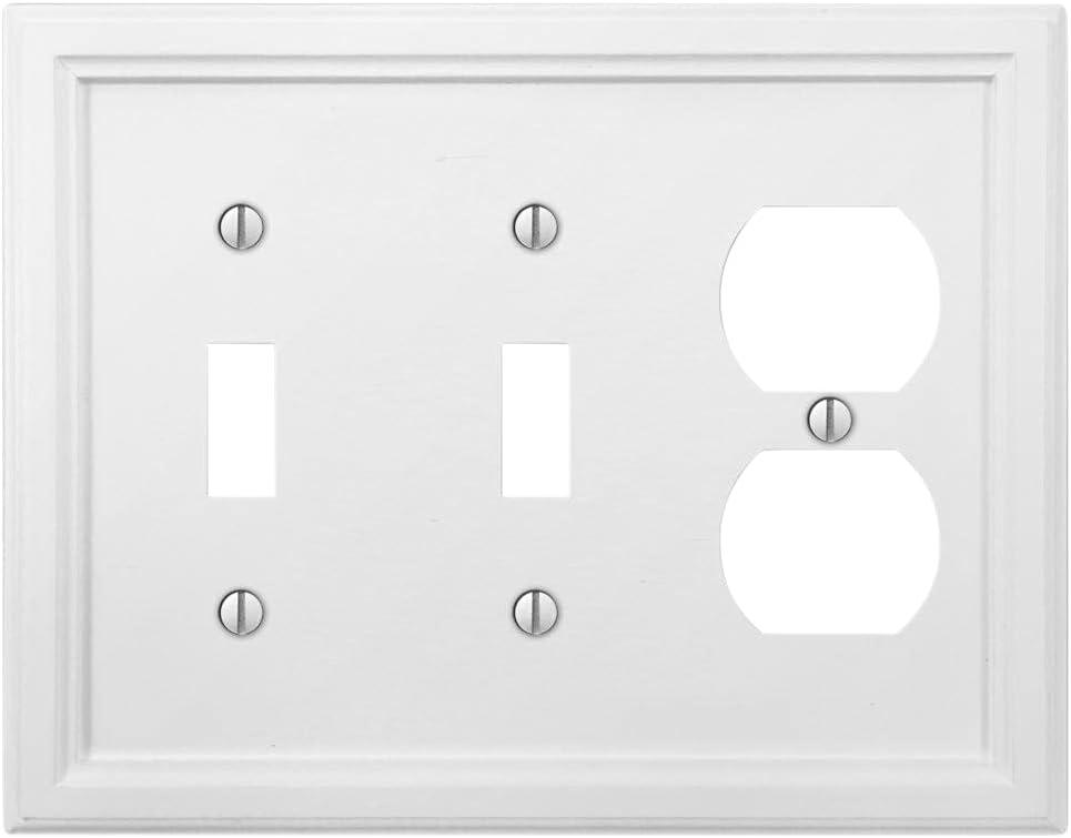 Amerelle 4052TTDW Elly Wallplate, 2 Toggle, Wood, White, 1-Pack