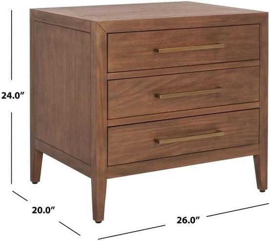 SAFAVIEH Couture Ariella Modern Nightstand with 3 Drawers, Brown