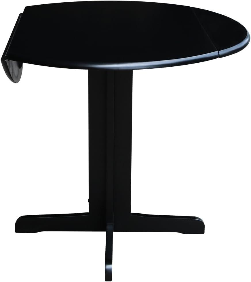 Scandinavian 38" Round Wood Extendable Dining Table in Black