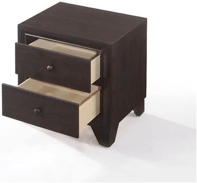 22" Madison Nightstand Espresso - Acme Furniture: 2 Drawer Bedroom Side Table, Wood Veneer, No Assembly Required