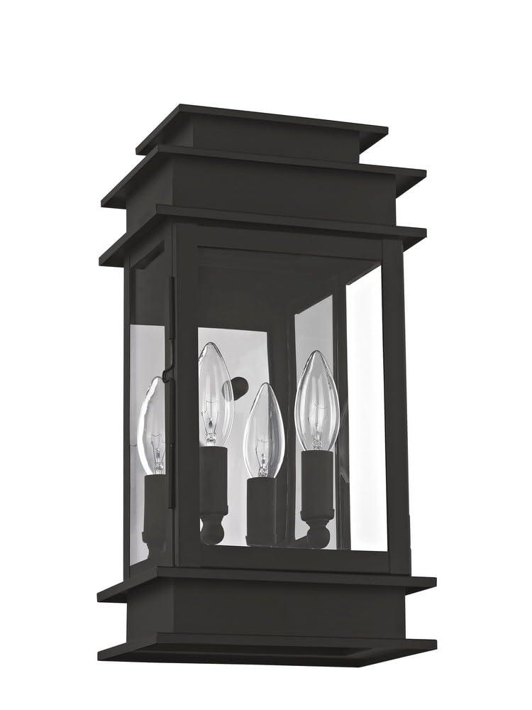 2014-04-Livex Lighting-Princeton - 2 Light Outdoor Wall Lantern in Traditional Style - 7.5 Inches wide by 14 Inches high-Black Finish