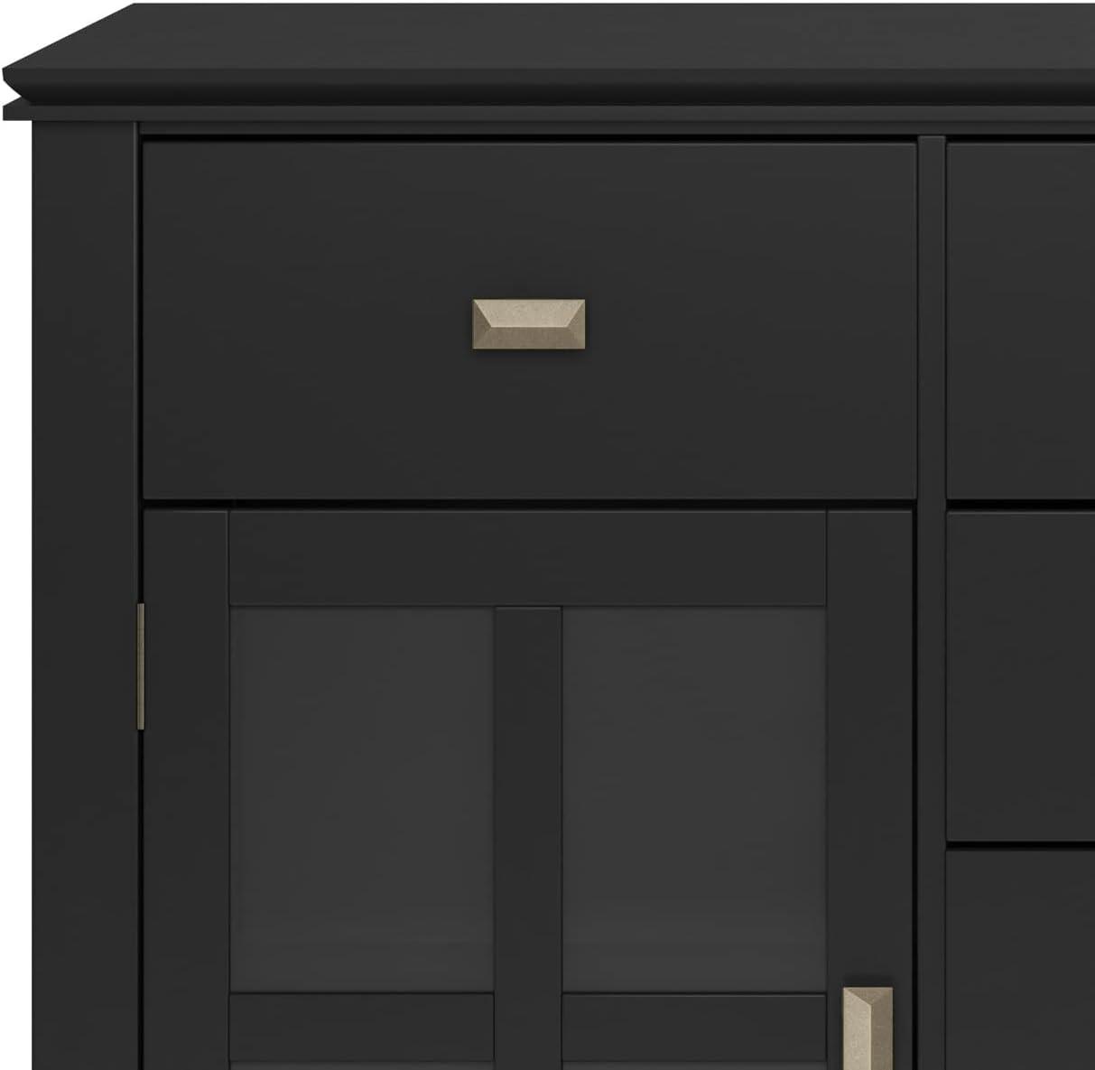 Simpli Home Artisan 54"W Solid Wood Sideboard Buffet with Tempered Glass Doors and 6 Drawers