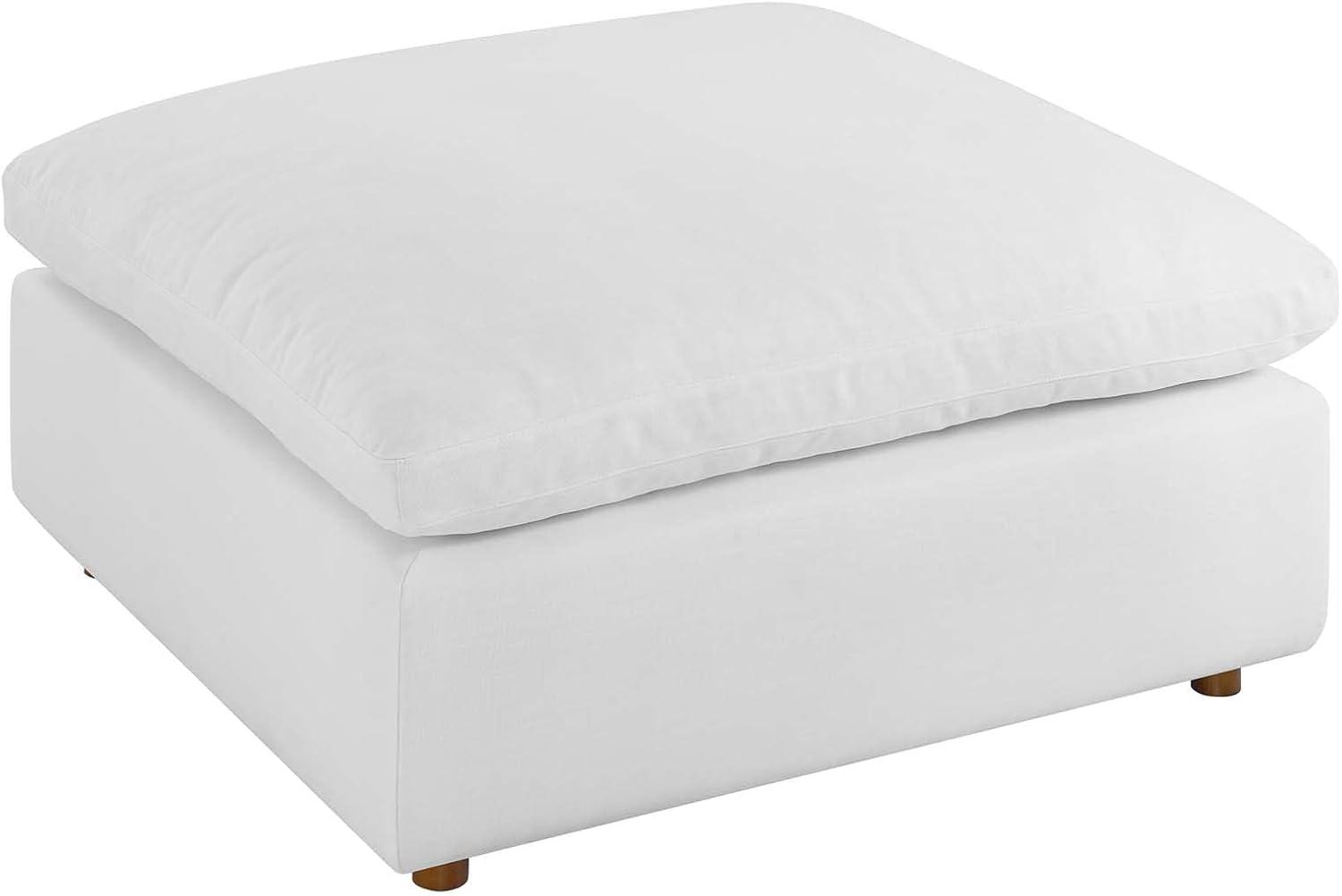 Pure White Down-Filled Overstuffed Square Ottoman