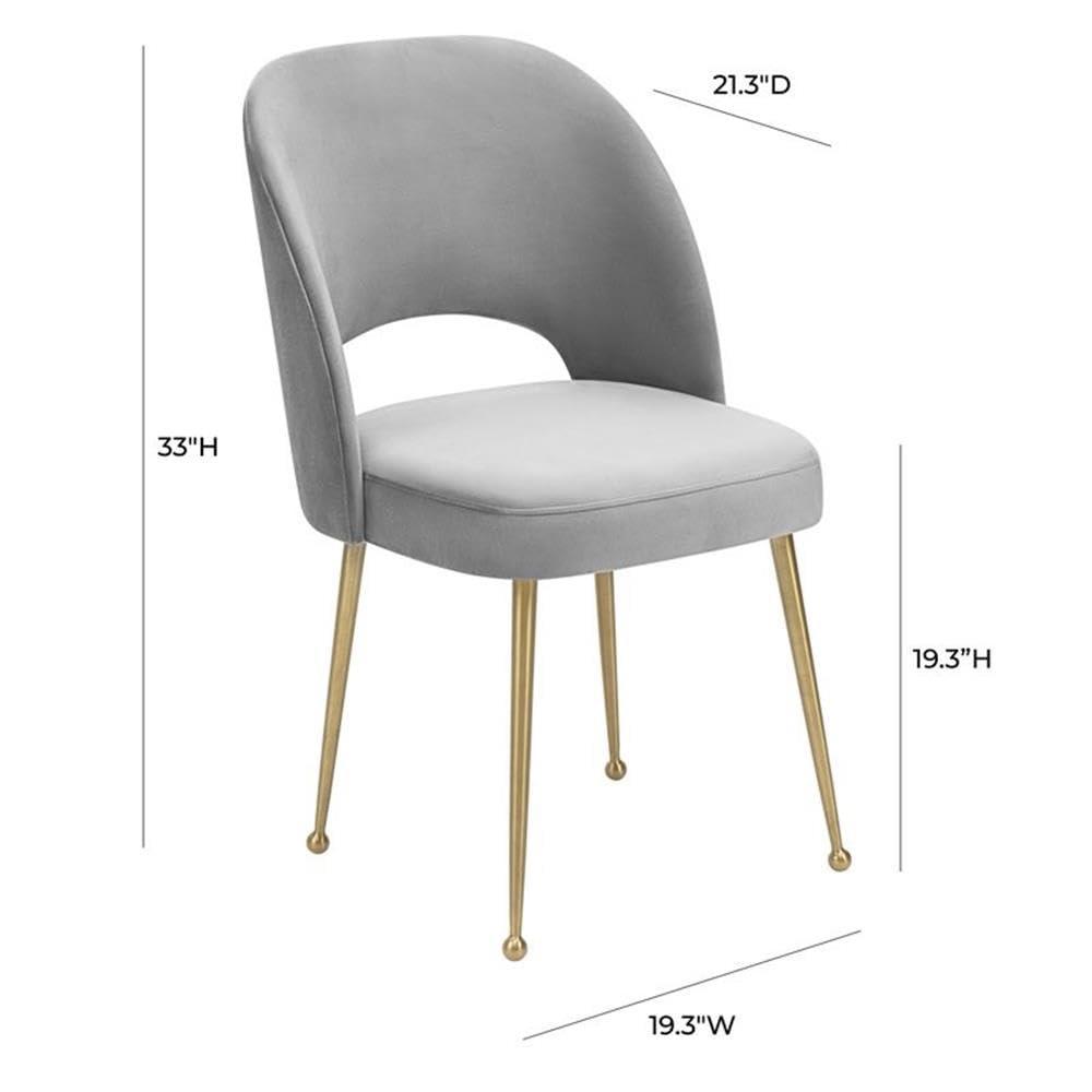 TOV Furniture Swell Light Grey Velvet Dining Chair with Gold Legs