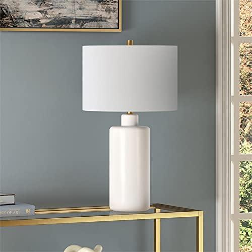 Evelyn&Zoe 25" Contemporary Ceramic Table Lamp with White Drum Linen Shade