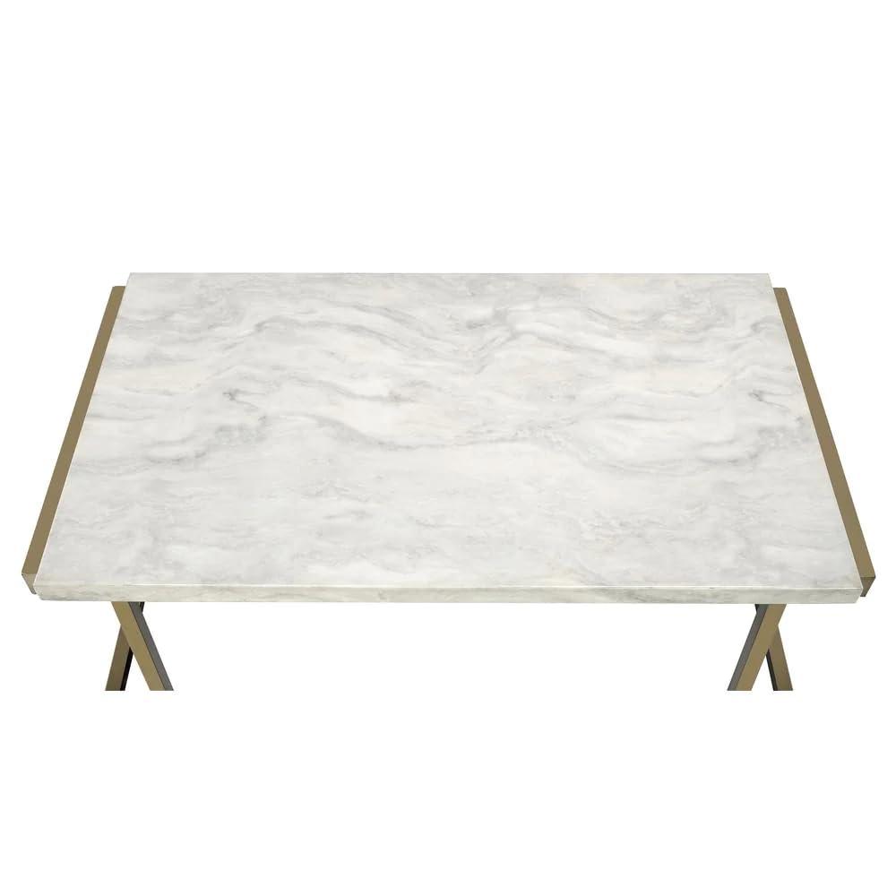 Adrinfly Boice II Coffee Table in Faux Marble & Champagne 82870