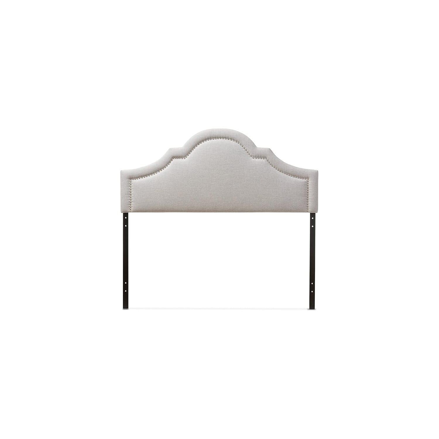 Twin Rita Modern And Contemporary Fabric Upholstered Headboard Grayish Beige - Baxton Studio: Silver Nailhead Trim, Rubberwood Frame