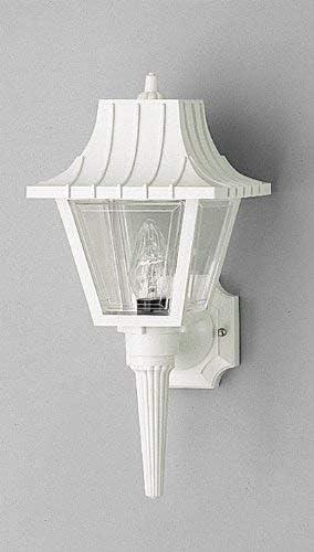 Progress Lighting, Mansard Collection, 1-Light Outdoor Wall Lantern, White Finish, Beveled Clear Acrylic Panels