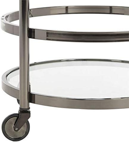 Sienna 2 Tier Round Bar Cart - BCT8001B - Gold/Glass - Safavieh