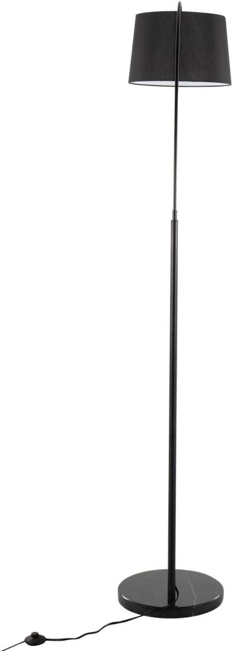 March Contemporary Floor Lamp in Black Marble and Black Metal with Black Linen Shade by LumiSource
