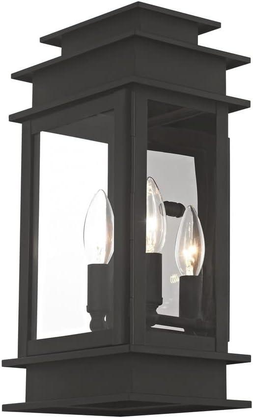 2014-04-Livex Lighting-Princeton - 2 Light Outdoor Wall Lantern in Traditional Style - 7.5 Inches wide by 14 Inches high-Black Finish