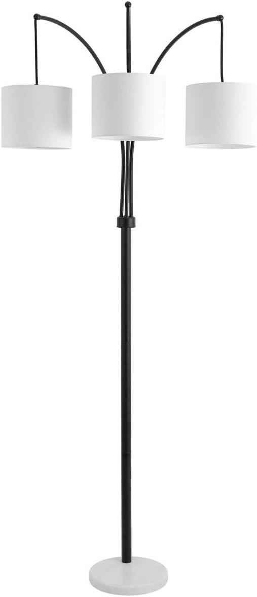 Prina 80.5" Adjustable Black Floor Lamp with White Shades