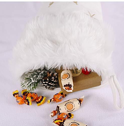 White Christmas Stockings 1 Pack, Family Stockings Christmas 19.7” Large Christmas Stockings with Plush Faux Fur Cuff (Silver/Gold Snowflake Embroidery) Giant Xmas Stockings Hanging Stockings