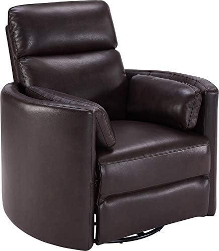 Florence Brown Top-Grain Leather Swivel Recliner with USB Charger