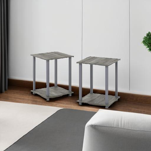 Simplistic End Table, French Oak Grey - 19.6 x 15.6 x 15.6 in. - Set of 2