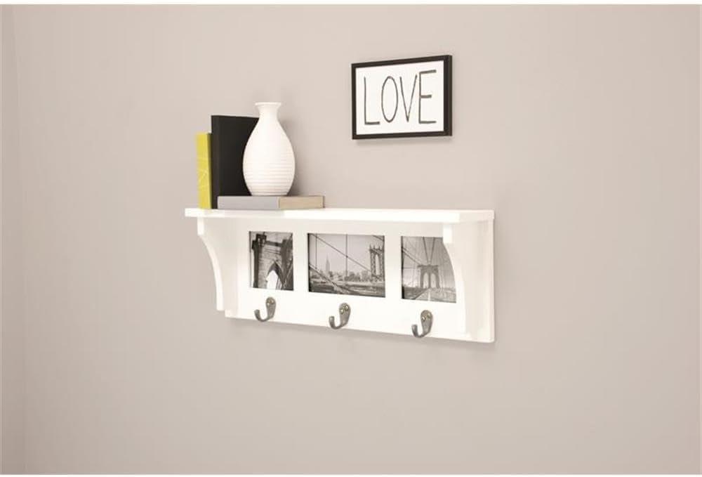 kieragrace KG Contemporary  Riley Collage Shelf  3 Hooks White Engineered Wood