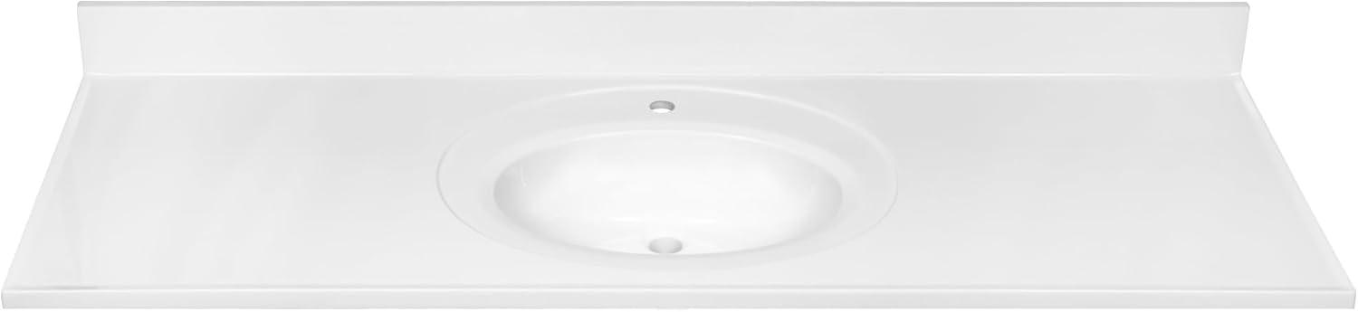 61 Inch Cultured Marble Vanity Top with Backsplash, Improved Package, White