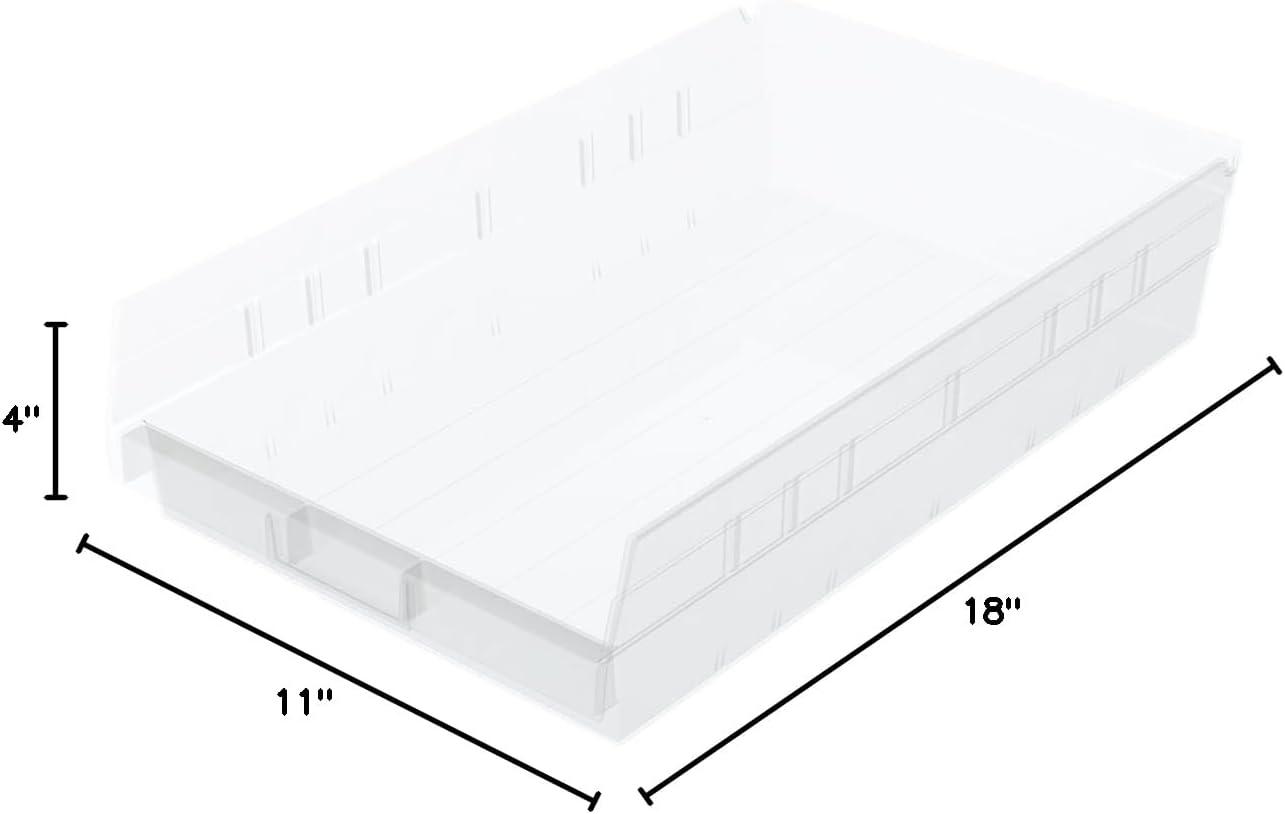 Clear Plastic Nesting Storage Shelf Bin, 18-inch x 11-inch