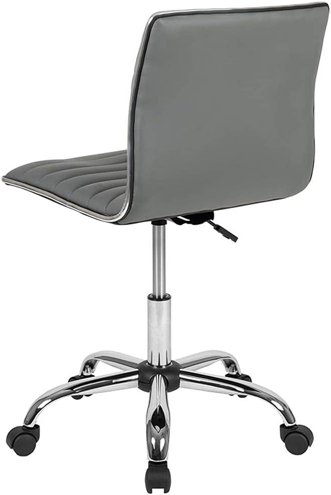 Flash Furniture Low Back Designer Armless Light Gray Ribbed Swivel Task Office Chair