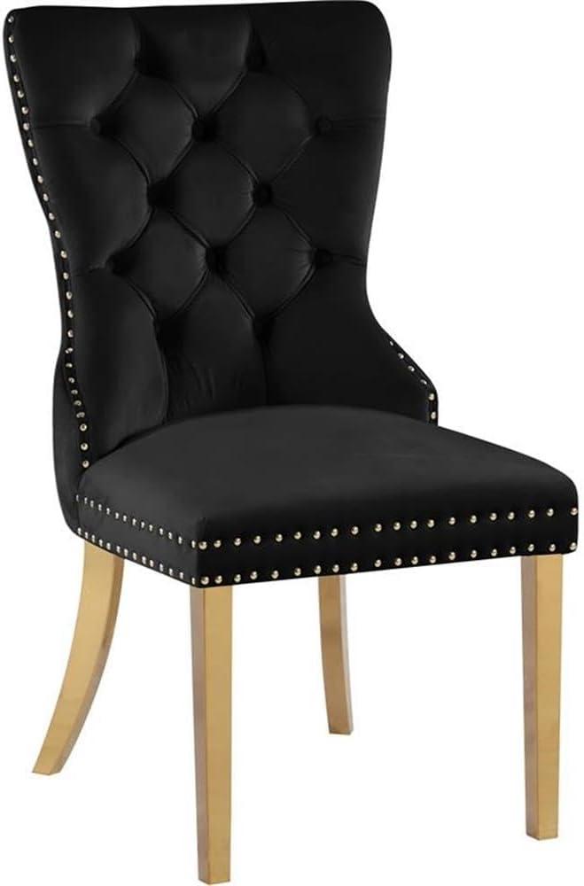 Meridian Furniture Carmen Black Velvet Dining Chairs (Set of 2)