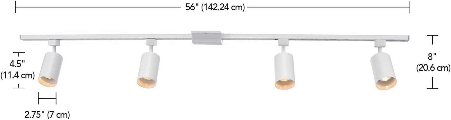 Matte White 56" Magnetic Track Lighting Kit with 4 Cylindrical Shades