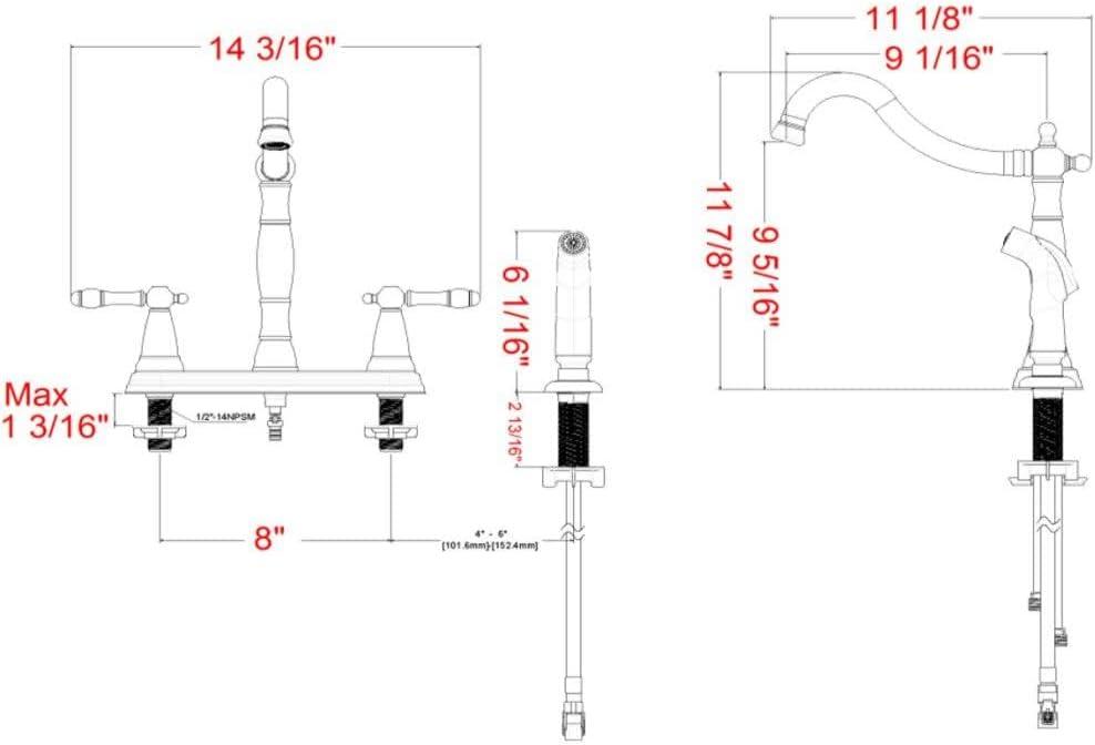 Oakmont Double Handle Kitchen Faucet with Side Spray