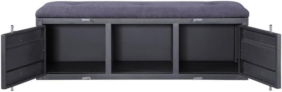 ACME Cargo Storage Bedroom Bench in Gray Fabric & Gunmetal