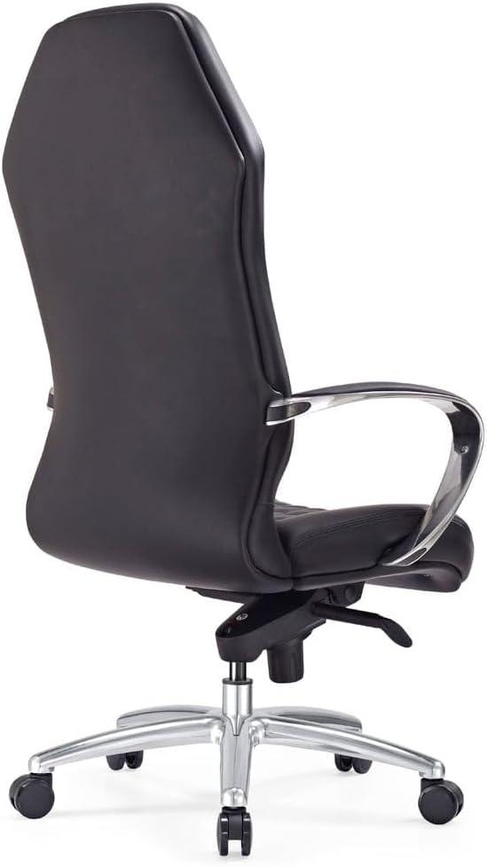 Sterling Black Leather Executive Swivel Chair with Metal Base