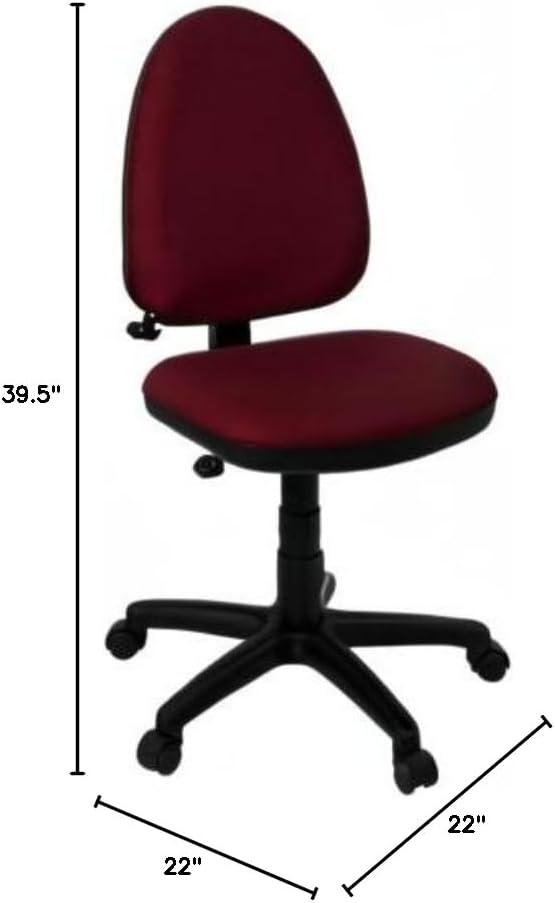 Burgundy Fabric Mid-Back Swivel Task Chair with Adjustable Arms