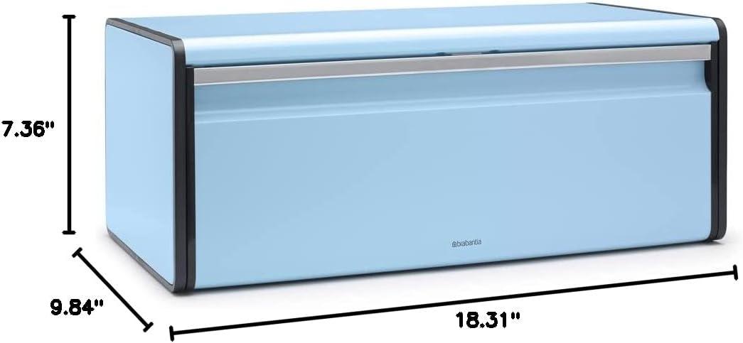 Dreamy Blue Large Rectangular Metal Bread Box with Flat Top