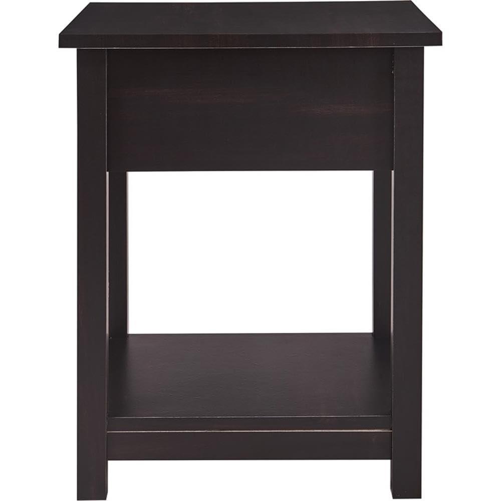 ClickDecor ClickDecor Bailey Nightstand with 1 Drawer and Display Shelf, Black