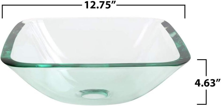 Square Glass Bathroom Vessel Sink with Drain Mini Bath Bowl