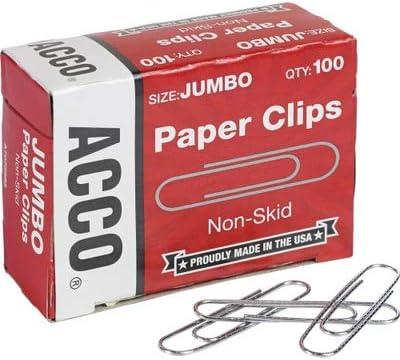 ACCO Paper Clips, #1, Nonskid, Silver, 100 Clips/Box, 10 Boxes/Pack