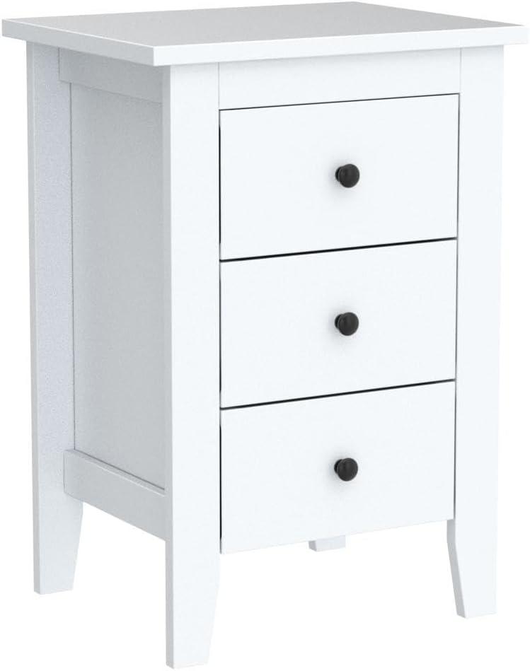 2PCS Nightstand End Beside Table Drawers Modern Storage Bedroom Furniture White