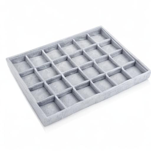 Coofanin Jewelry Box Jewelry Tray Stackable Display Drawer Showcase Organizer Storage Holder for Ring Earring Bracelet Gray Velvet 24 Grid (Grey )