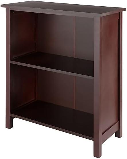 30" 3 Tier Milan Storage Shelf or Bookshelf Medium Walnut - Winsome: Mid-Century Modern Design, Wood Composite, Metal Hardware