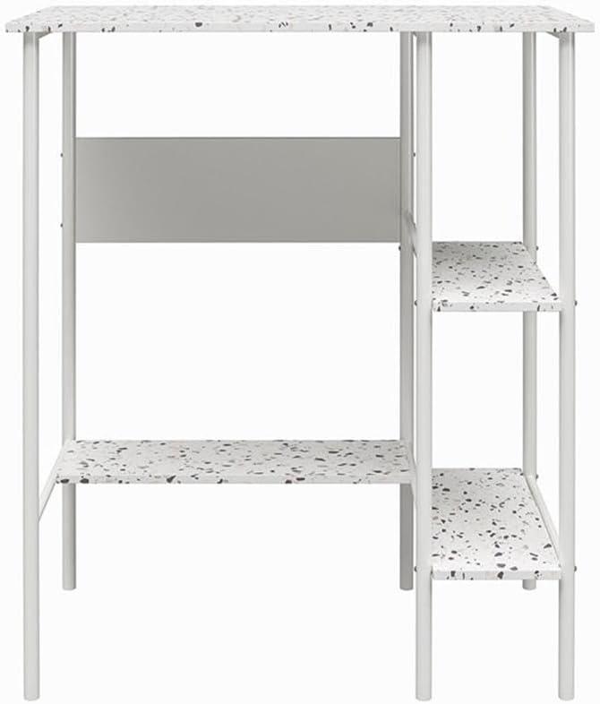 Berkeley White Metal Frame Standing Desk with Terrazzo Top