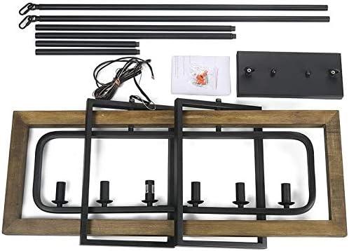 LNC Modern Farmhouse 6-Light Wood Chandelier Rectangle Island Lights for Dining Room - W31.5" X E8.7" X H13.8"
