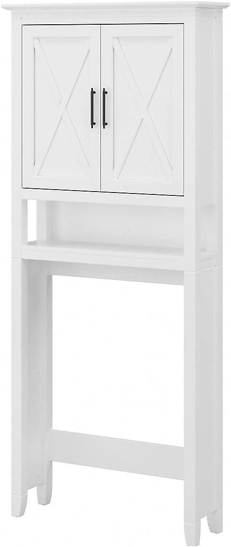 White Ash Farmhouse Over-The-Toilet Storage Cabinet with Adjustable Shelving