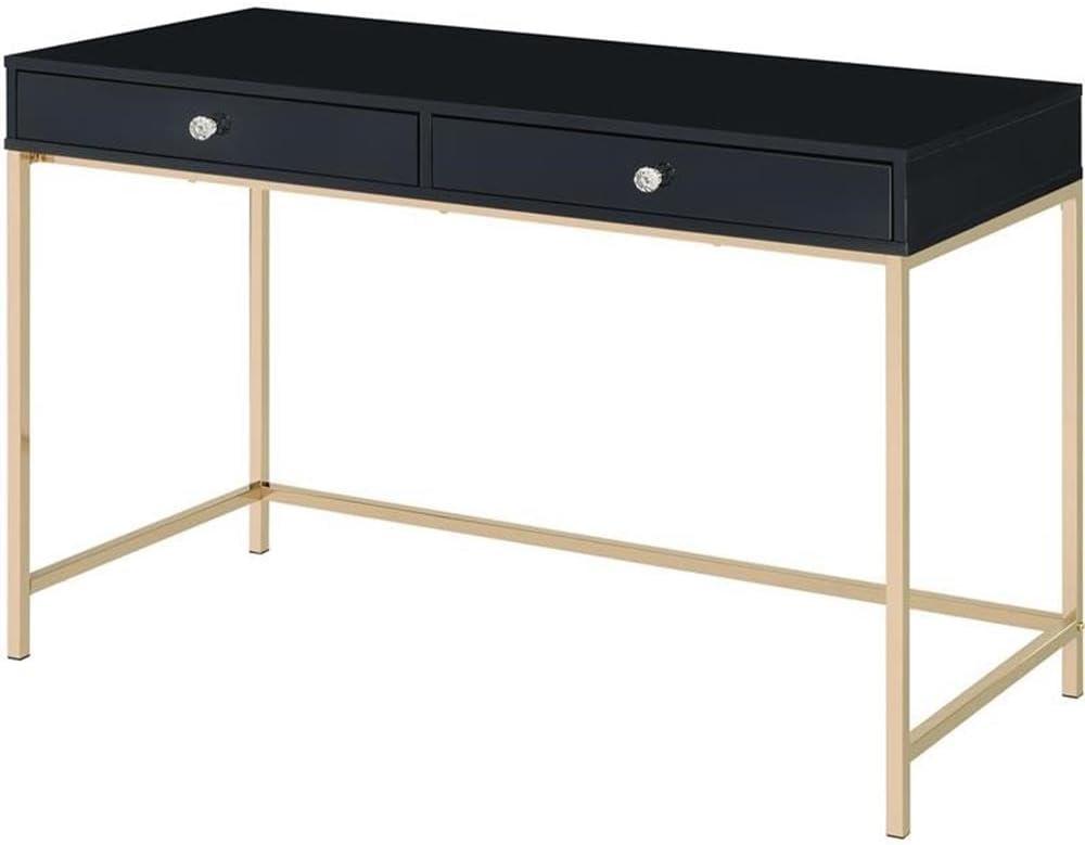 Ottey Writing Desk In High Gloss & Gold Finish,Computer Desk